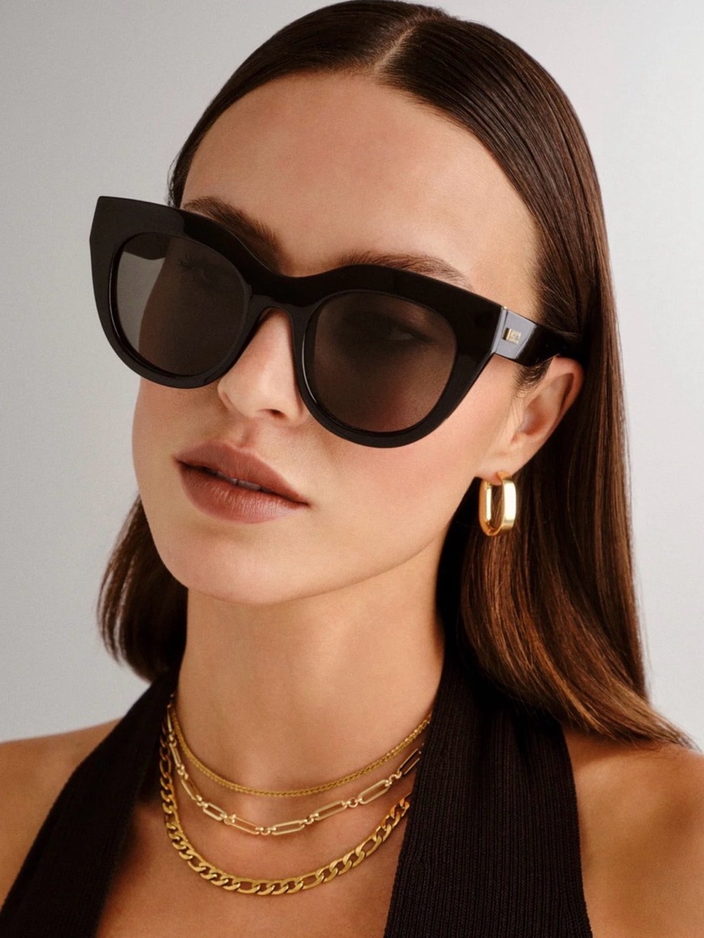 Le Specs Air Heart Black Cat-Eye Sunglasses - Women Accessories